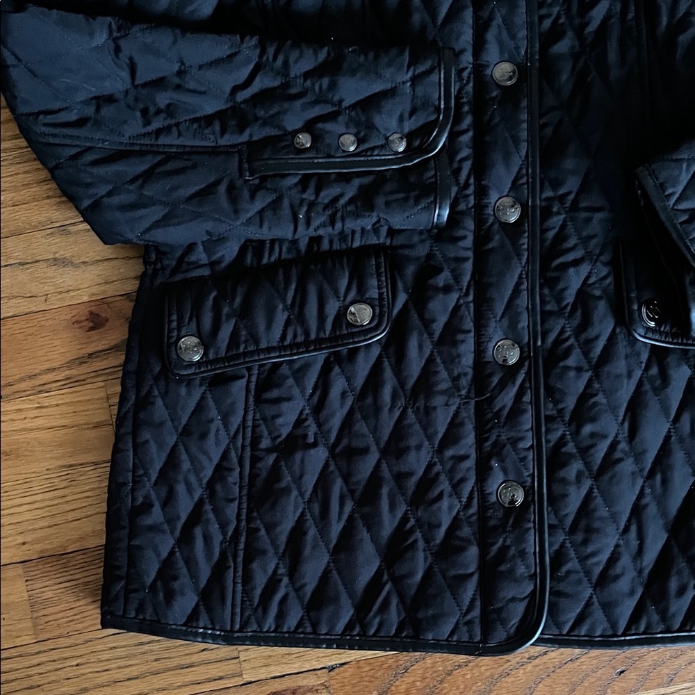 Chico's Black Quilted Button-Front Puffer Jacket - Picture 2 of 8